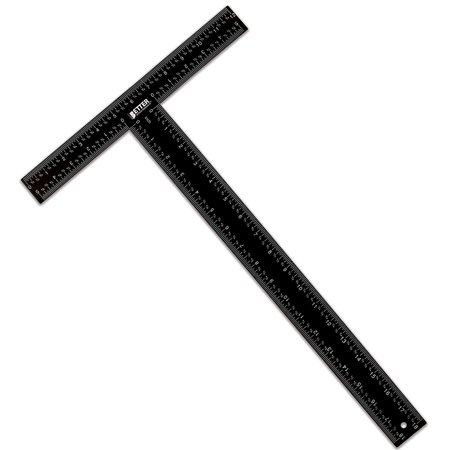 BETTER OFFICE PRODUCTS T-Ruler/T-Square, Double-Sided Carbon Steel, 18 Inch, Black W/White Standard & Metric Markings 00330